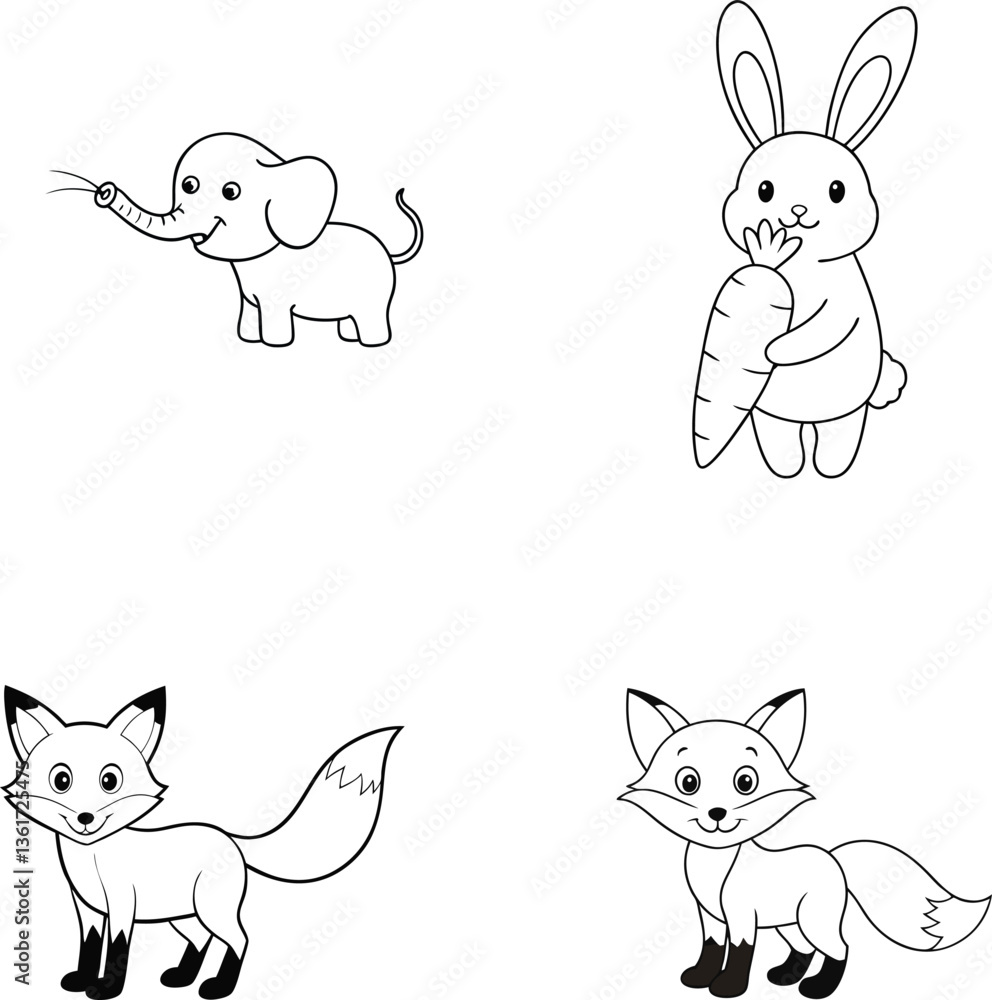 set of funny cartoon animals set of funny cartoon animals