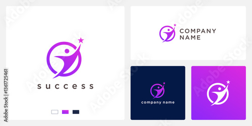 Success logo design template abstract people
