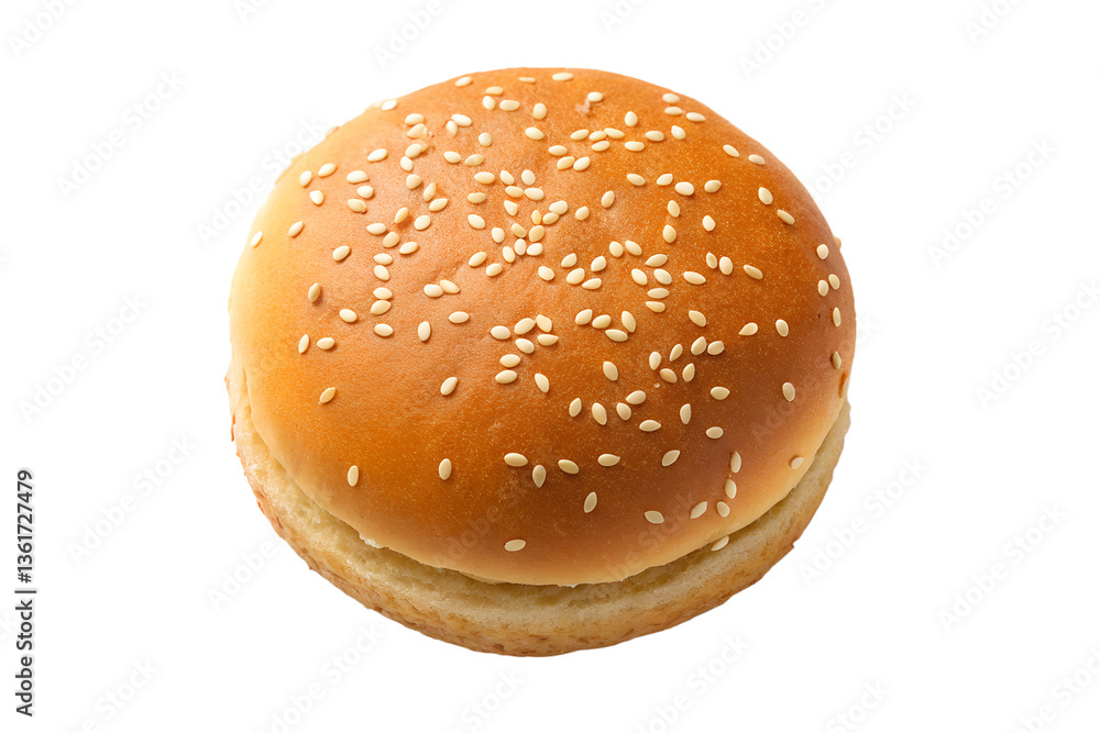 Soft sesame seed bun isolated on a transparent background Soft sesame seed bun isolated on a transparent background