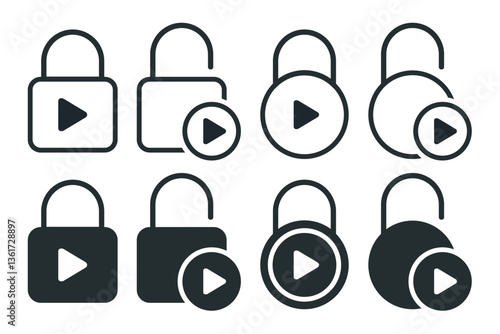 Lock unlock video icon. Illustration vector