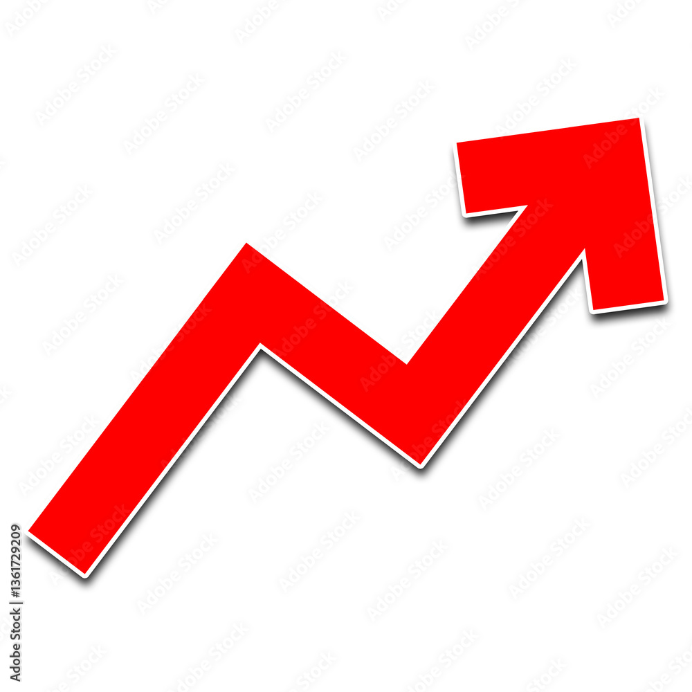 Red zigzag arrow up Red zigzag arrow up