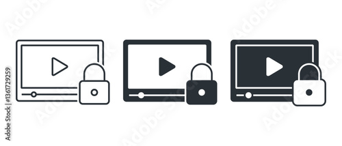 Video privacy lock icon. Illustration vector