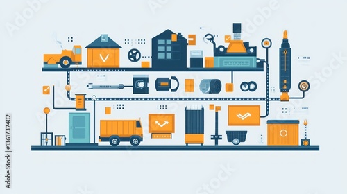 Industrial Automated Manufacturing Process in a Modern Facility