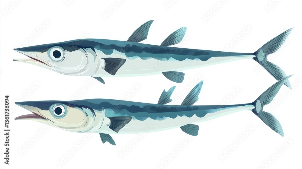 Fototapeta premium Mackeral. Fresh Whole Fish Seafood Silver Isolated on White Background