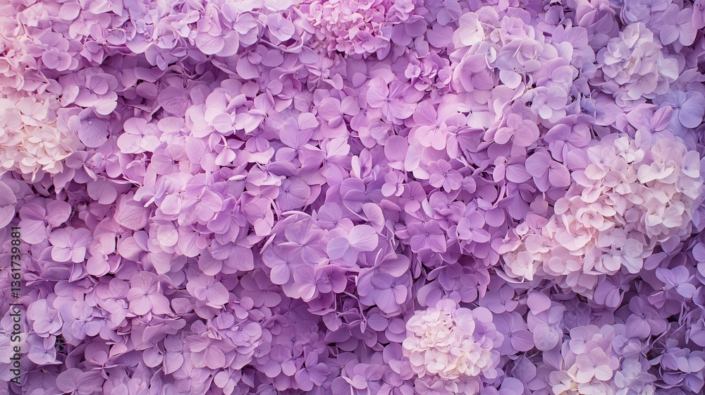 Fototapeta premium 淡い紫の紫陽花を敷き詰めた背景素材