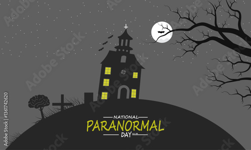 National Paranormal Day. Holiday concept. perfect for  blue Background Template, placard, Banners, Cards, Posters design template, Classic Social Media Post with text inscription.

