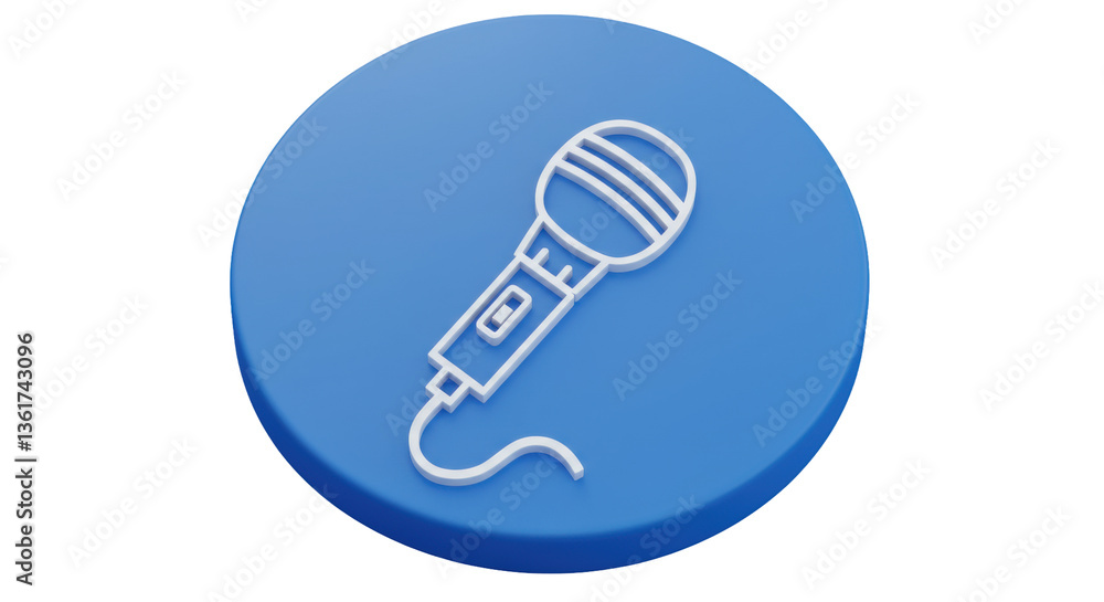 Isolated Microphone with Classic Design on a Circular Blue Pad