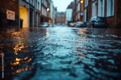 Obraz na płótnie Flooded Urban Streets, stormwater overflow and drainage failure, city infrastructure under crisis w salonie