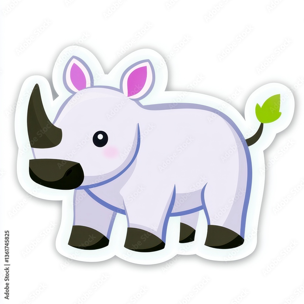 Naklejka premium Adorable Cartoon Purple Rhino Illustration