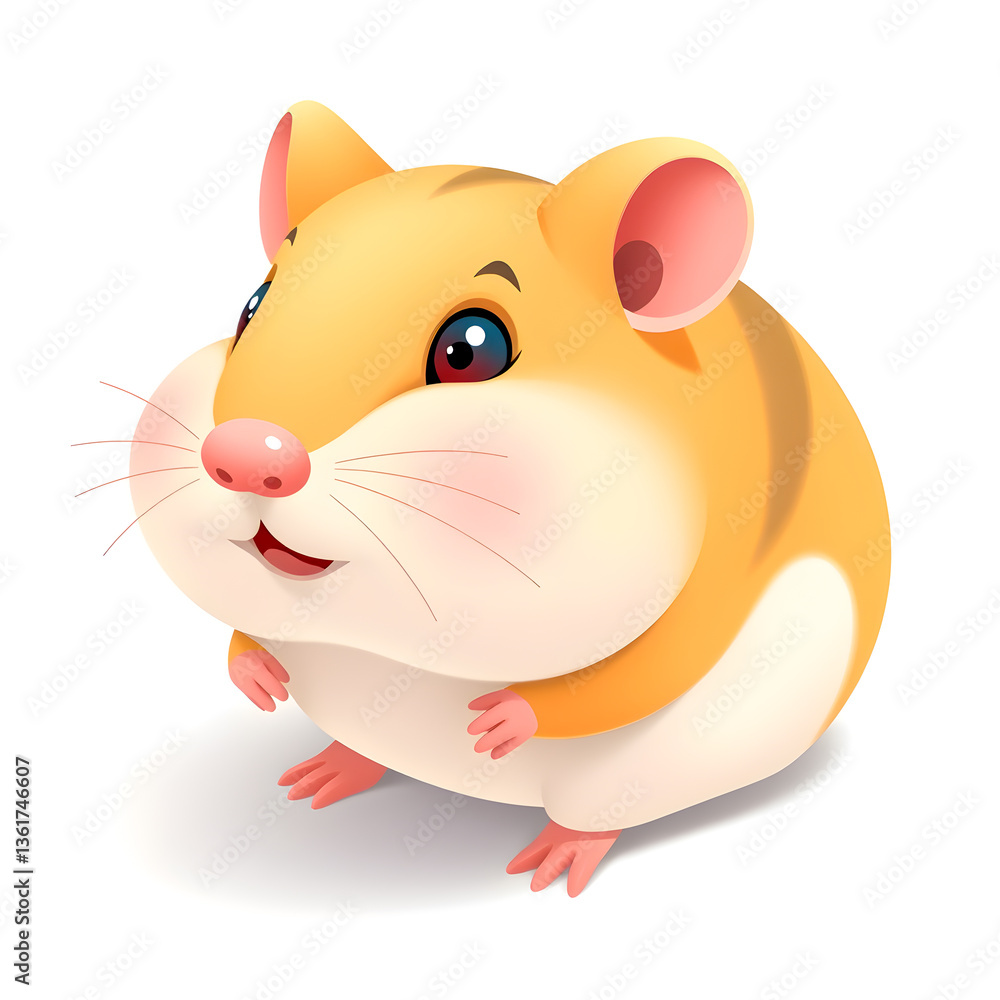 Fototapeta premium Cute hamster on a white background. Vector cartoon illustration.