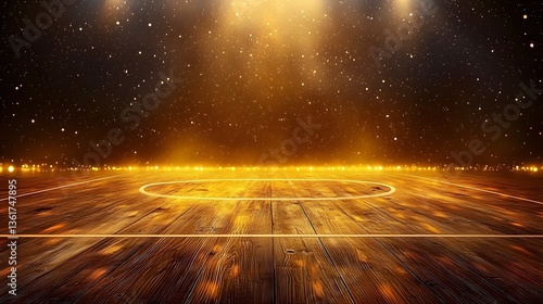 Well-lit basketball court ready for a thrilling dodgeball tournament event with copy space for text and sports atmosphere