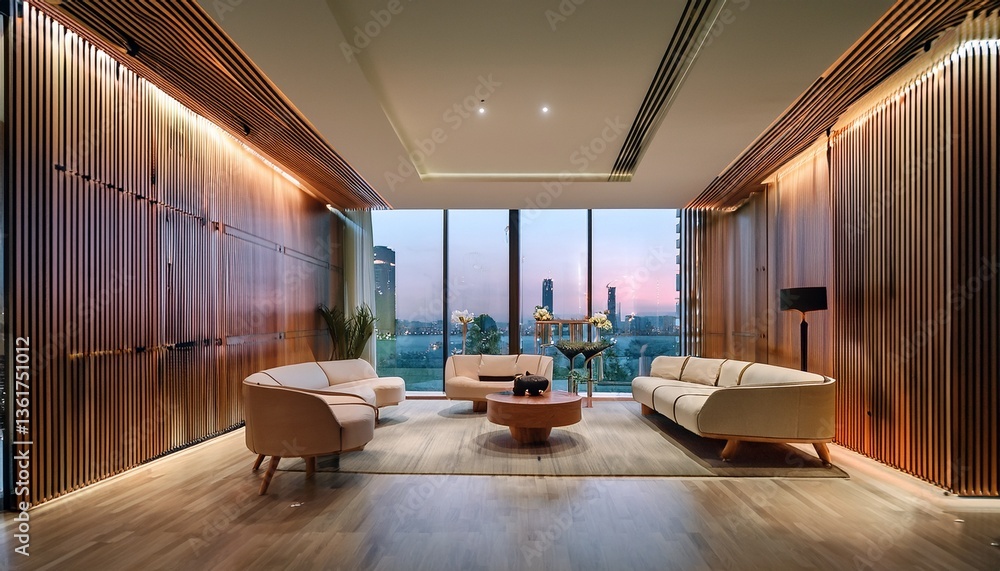 Fototapeta premium A business lounge featuring Woodton interior design