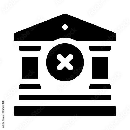 Closed bank glyph icon
