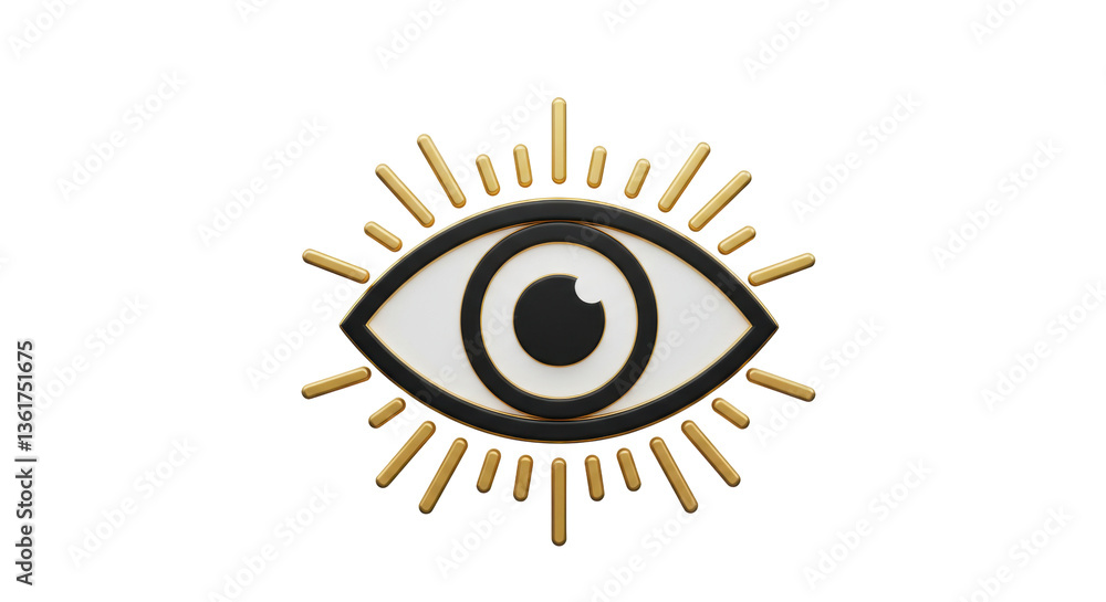 Fototapeta premium Isolated Evil Eye Logo with Gold Rays
