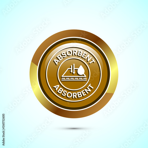 Water absorbent icon design illustration, Water drop absorb sign, symbol, Gold color round button design