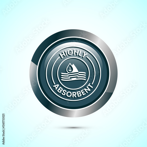 Water absorbent icon design illustration, Water drop absorb sign, symbol, Gray color round button design