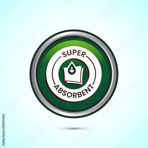 Water absorbent icon design illustration, Water drop absorb sign, symbol, Green color round button design
