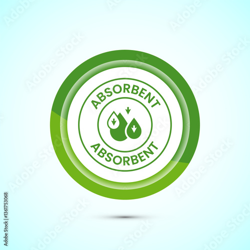 Water absorbent icon design illustration, Water drop absorb sign, symbol, Green color button design