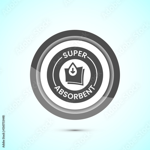 Water absorbent icon design illustration, Water drop absorb sign, symbol, Gray color button design