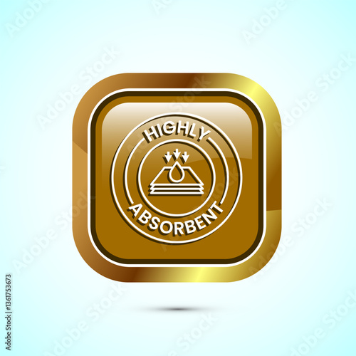 Water absorbent icon design illustration, Water drop absorb sign, symbol, Gold color square button design