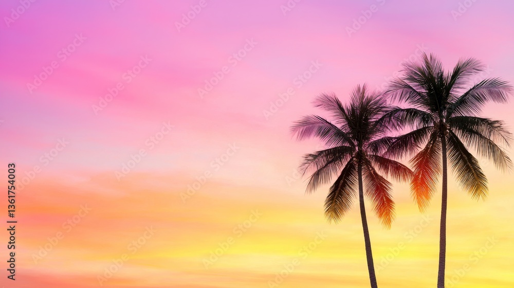 Silhouette Palm Trees at Colorful Sunset Silhouette Palm Trees at Colorful Sunset