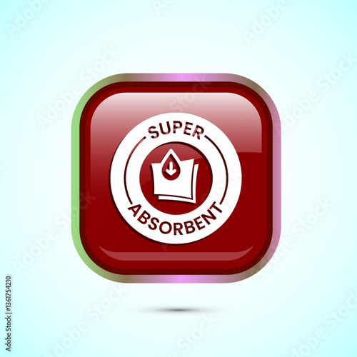 Water absorbent icon design illustration, Water drop absorb sign, symbol, Red color square button design