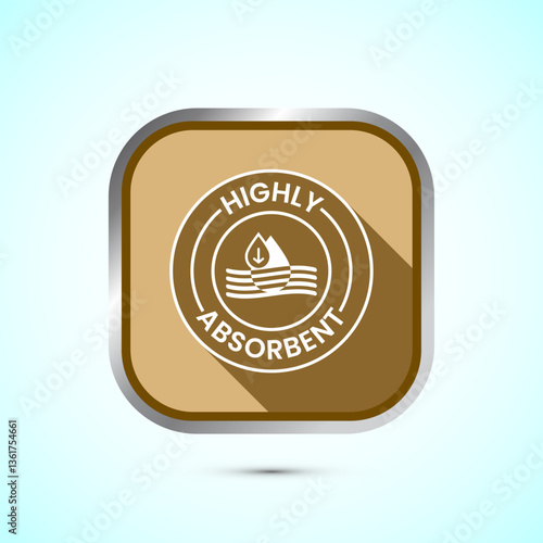 Water absorbent icon design illustration, Water drop absorb sign, symbol, Gold color shadow button design
