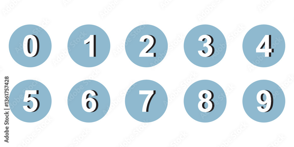 Set of 1 to 9 numbers simple design isolated. Typography set of Round 1 to 9 numbers. Numeral typographic flat icons set. Bullet point number icon set. Vector illustration. Set of 1 to 9 numbers simple design isolated. Typography set of Round 1 to 9 numbers. Numeral typographic flat icons set. Bullet point number icon set. Vector illustration.