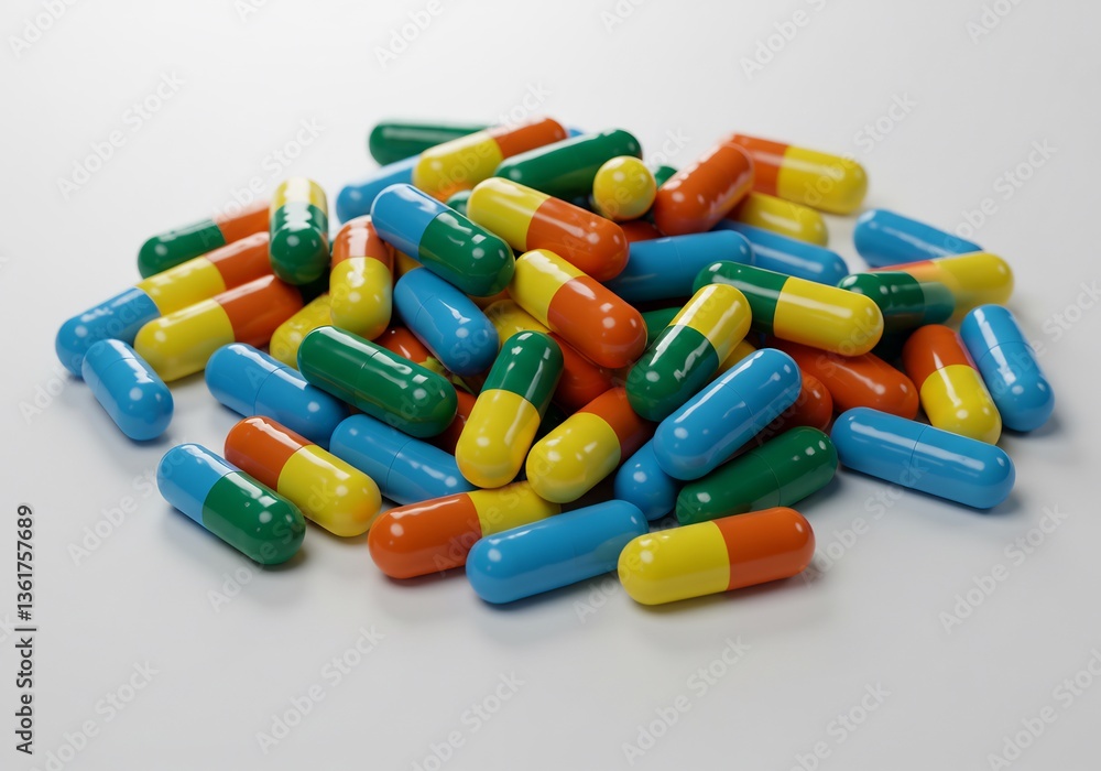 Colorful Capsules Brightly Lit Studio Shot. AI Generated Colorful Capsules Brightly Lit Studio Shot. AI Generated