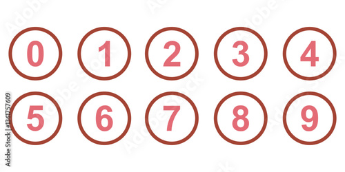 Bullet Points icon set in line style, Simple round numbers in flat style, Set of 1-10 numbers simple black symbol sign for apps, UI, and website, vector illustration .