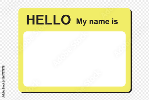 Hello my name is, sticker label set. Meeting, introduction, vector flat colored illustration on white background .