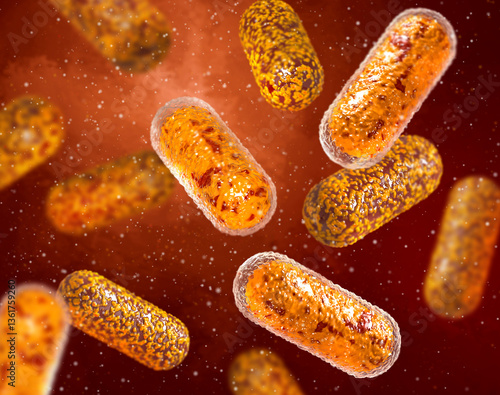 Medical conceptual background, antibiotic resistance when dangerous pathogenic bacteria become resistant to antibiotics and antimicrobial drugs, 3d rendering