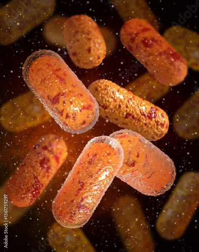 Medical conceptual background, antibiotic resistance when dangerous pathogenic bacteria become resistant to antibiotics and antimicrobial drugs, 3d rendering
