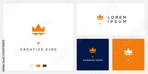 Creative king logo design, pencil logo, crown