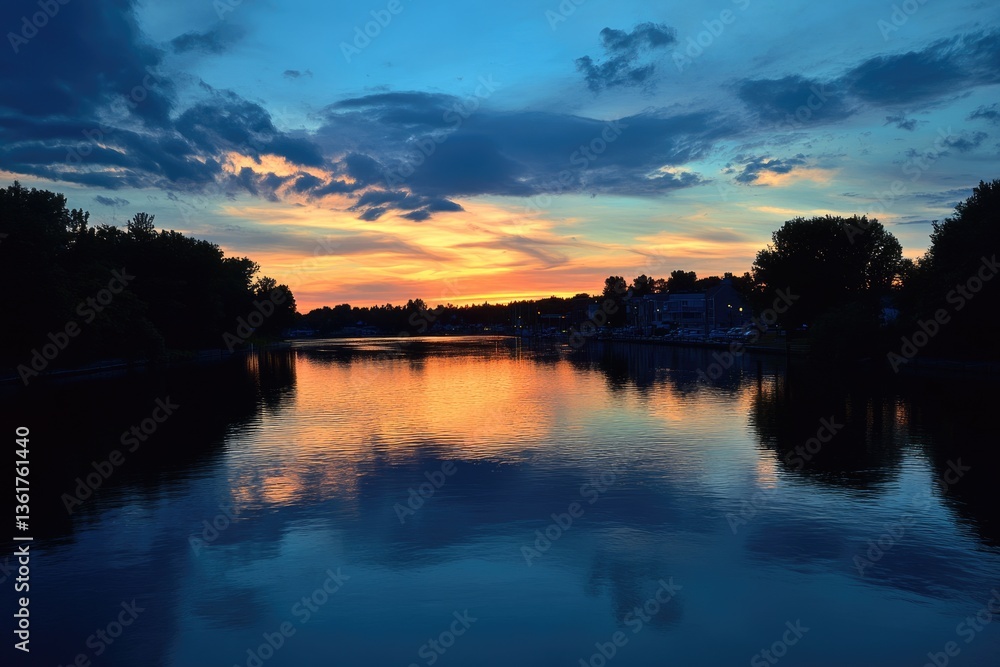 Merrimack River. Manchester, New Hampshire, USA Skyline at Twilight Merrimack River. Manchester, New Hampshire, USA Skyline at Twilight