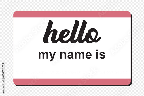 Hello my name is, sticker label set. Meeting, introduction, vector flat colored illustration on white background .
