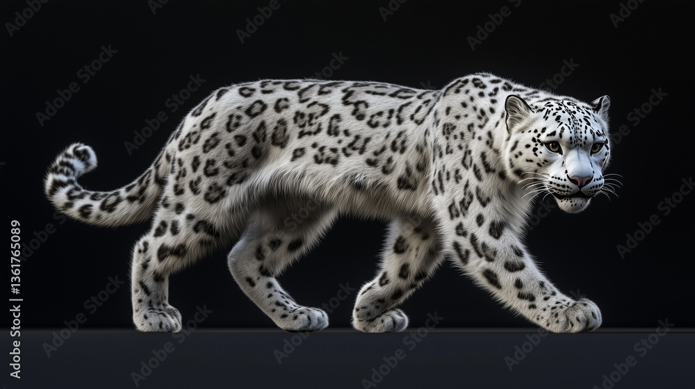 Obraz premium The snow leopard is like a calm king, the royal calm of the snow leopard, the rest of the snow leopard in a royal aura, the silence of the snow leopard in royal dignity, the royalty of the leopard