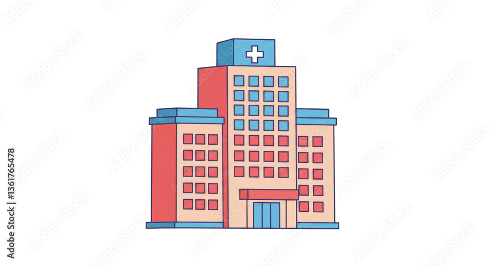 Obraz premium Isolated Multi-Story Hospital Building