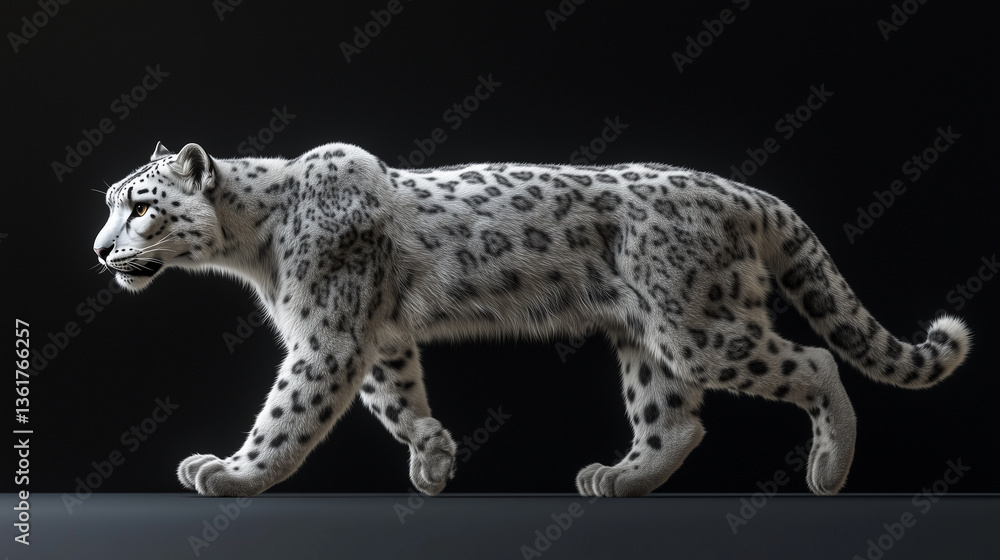 Obraz premium The snow leopard is like a calm king, the royal calm of the snow leopard, the rest of the snow leopard in a royal aura, the silence of the snow leopard in royal dignity, the royalty of the leopard