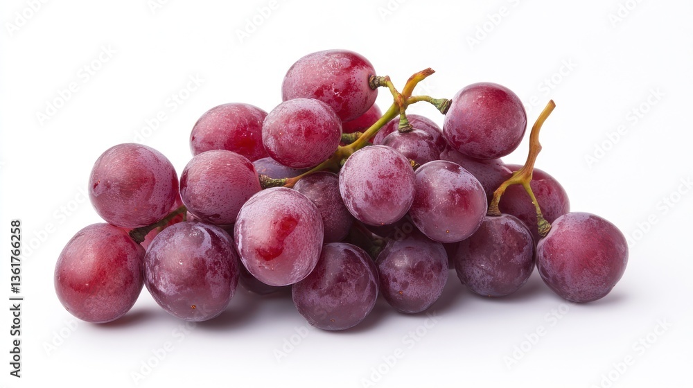 Fresh Red Grapes Cluster Against White Background Fresh Red Grapes Cluster Against White Background