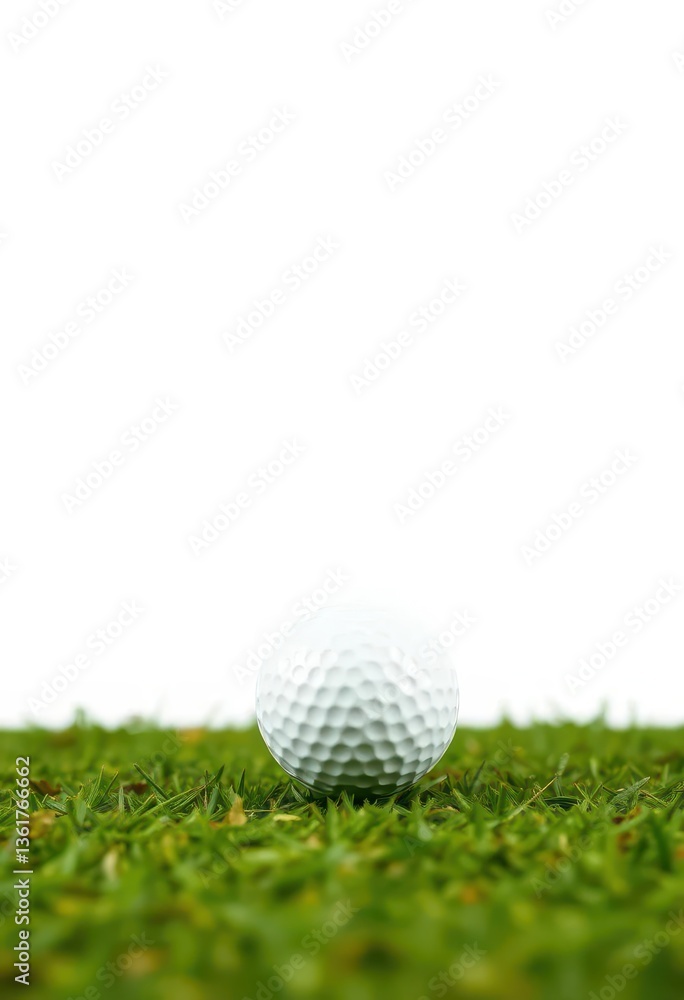 A single white golf ball against a pure white backdrop, object, iron A single white golf ball against a pure white backdrop, object, iron