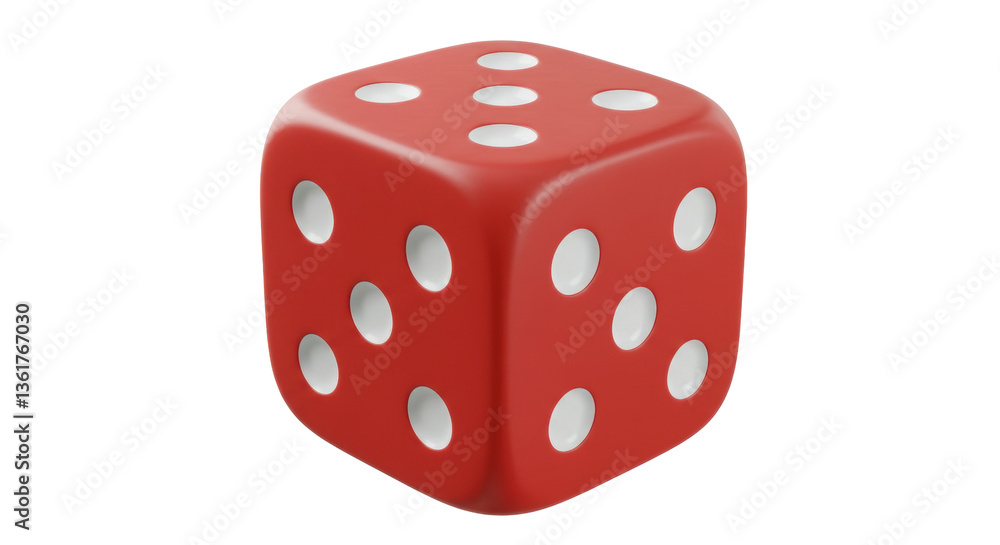 Isolated Red Die with White Dots Isolated Red Die with White Dots