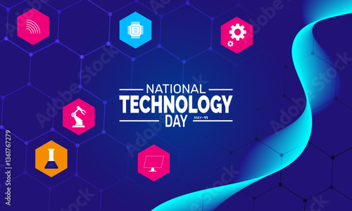 National Technology Day. perfect for  Background Template, placard, Banners, Cards, Posters design template, Classic Social Media Post with text inscription.

