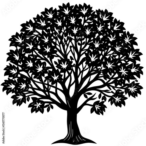 spindle tree silhouette vector 