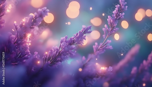 A close up artistic image of purple lavender plants