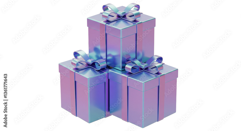Obraz premium Isolated Stack of Gift Boxes with Ribbons