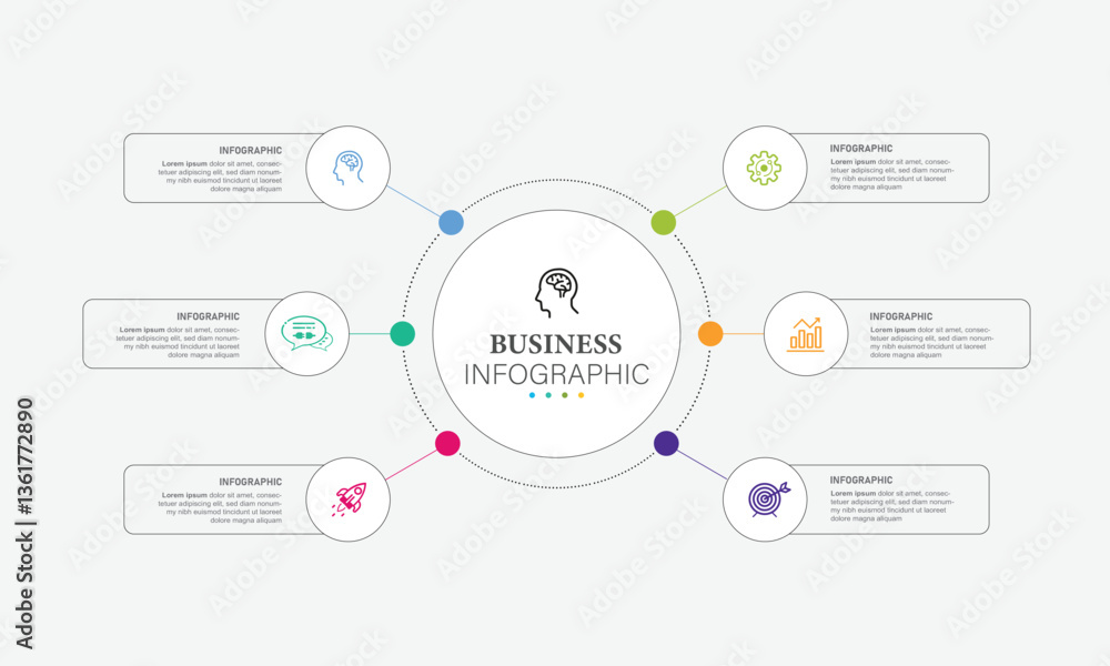 Fototapeta premium Infographic design template. Creative concept with 6 steps