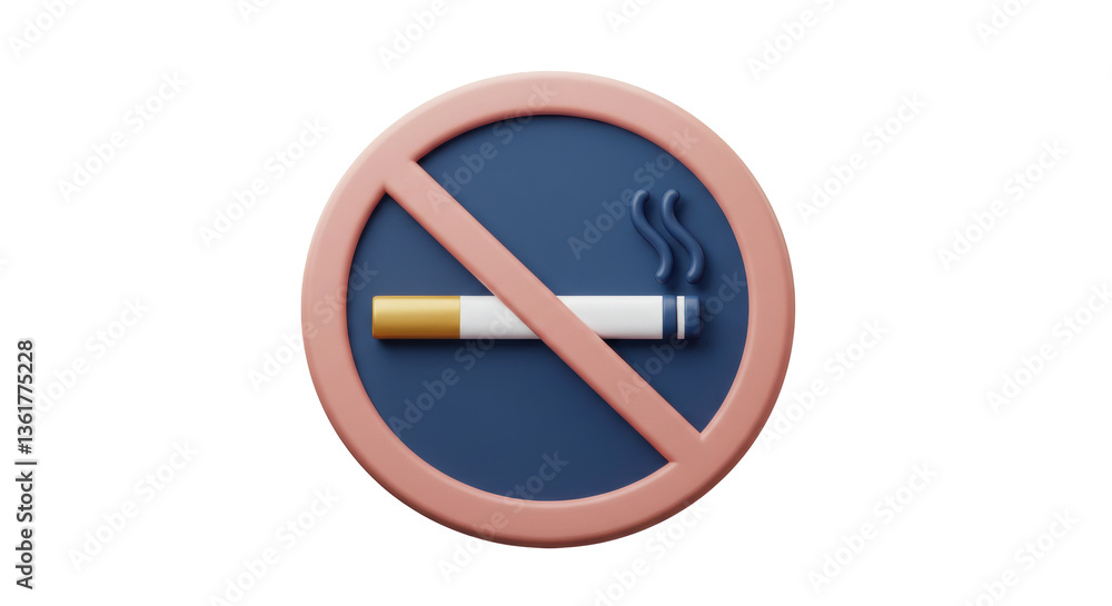 Isolated No Smoking Sign 3D Render Isolated No Smoking Sign 3D Render