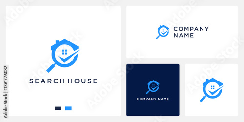 Search house logo design magnifying and mark