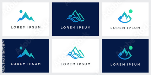 Set of Outdoor mountain logo design template
